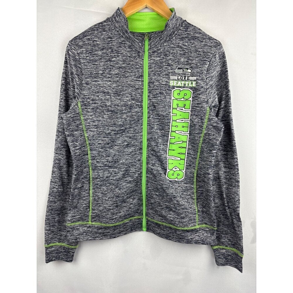 Seattle Seahawks NFL Teens Apparel Jacket L Grey & Neon Green Size 11/13